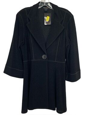 Eva Varro Empire One Button Jacket in Black Pebbles New Size Large